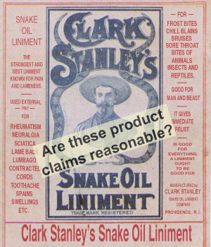 Are these snake oil liniment claims reasonable?