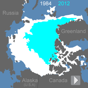 Shrinking summertime Arctic ice cap