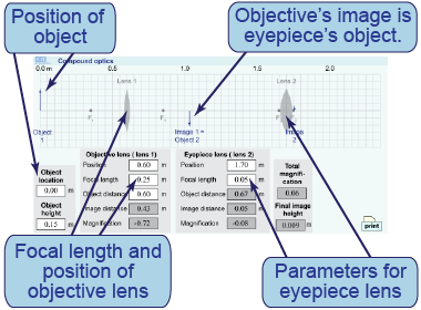 Model a simple microscope using the interactive simulation