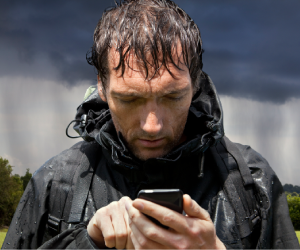 Using a mobile phone in the rain
