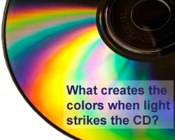 What creates the colors when light strikes the CD?