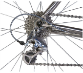Bicycle's rear wheel gears and derailleur