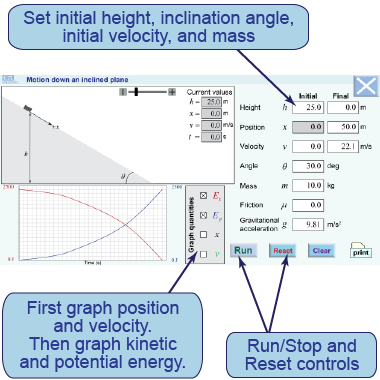 How to use the inclined plane interactive simulation