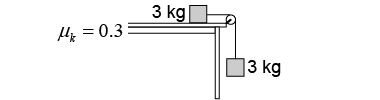 What is the acceleration of the hanging block?