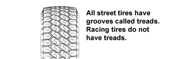 Why do street tires have treads while racing tires do not?