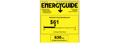 Sample EnergyGuide for a product