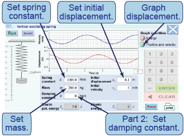 How to use the simulation of a vertically oscillating spring