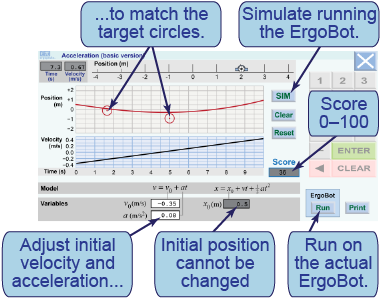 How to use the interactive simulation of accelerated motion