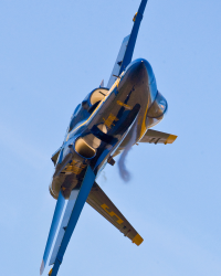 Blue Angel aircraft in a maneuver