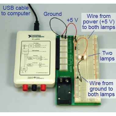 How to connect the parallel circuit using the myDAQ