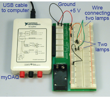 How to connect the series circuit using the myDAQ