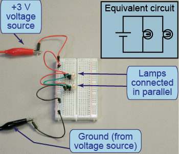 How to connect the circuit with two lamps connected in parallel