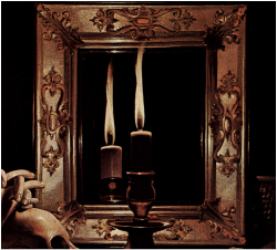 Detail from <i>Candle in Mirror</i> by Georges de la Tour