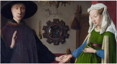 Detail from <i>The Arnolfini Portrait</i> by Jan Van Eyck (1434)