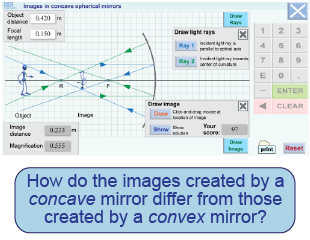 Concave mirror simulation